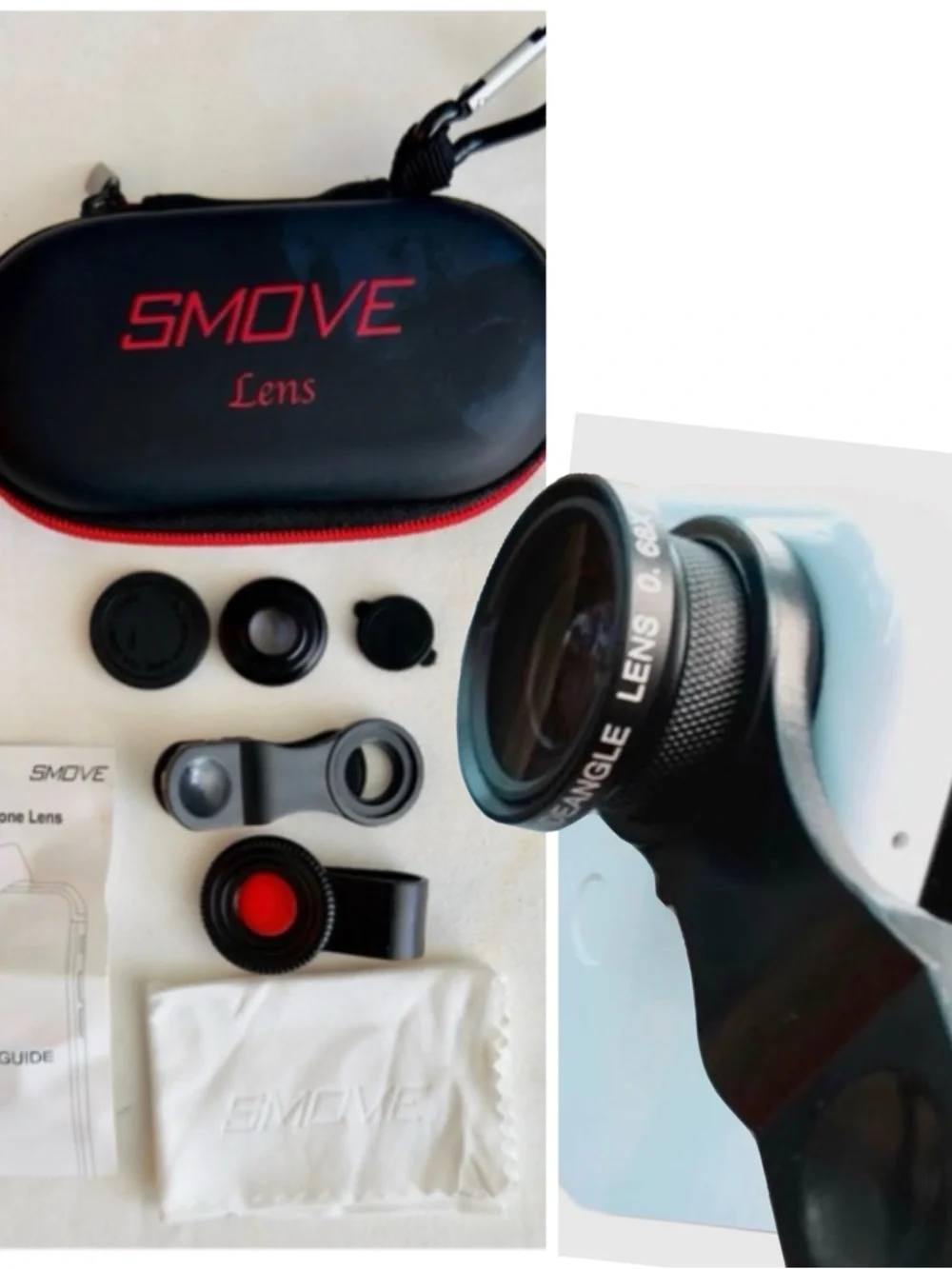 SMOVE MOBILE Wide Angle + Macro 2 in 1 Video + Phone Lens Kit w Case - NEW